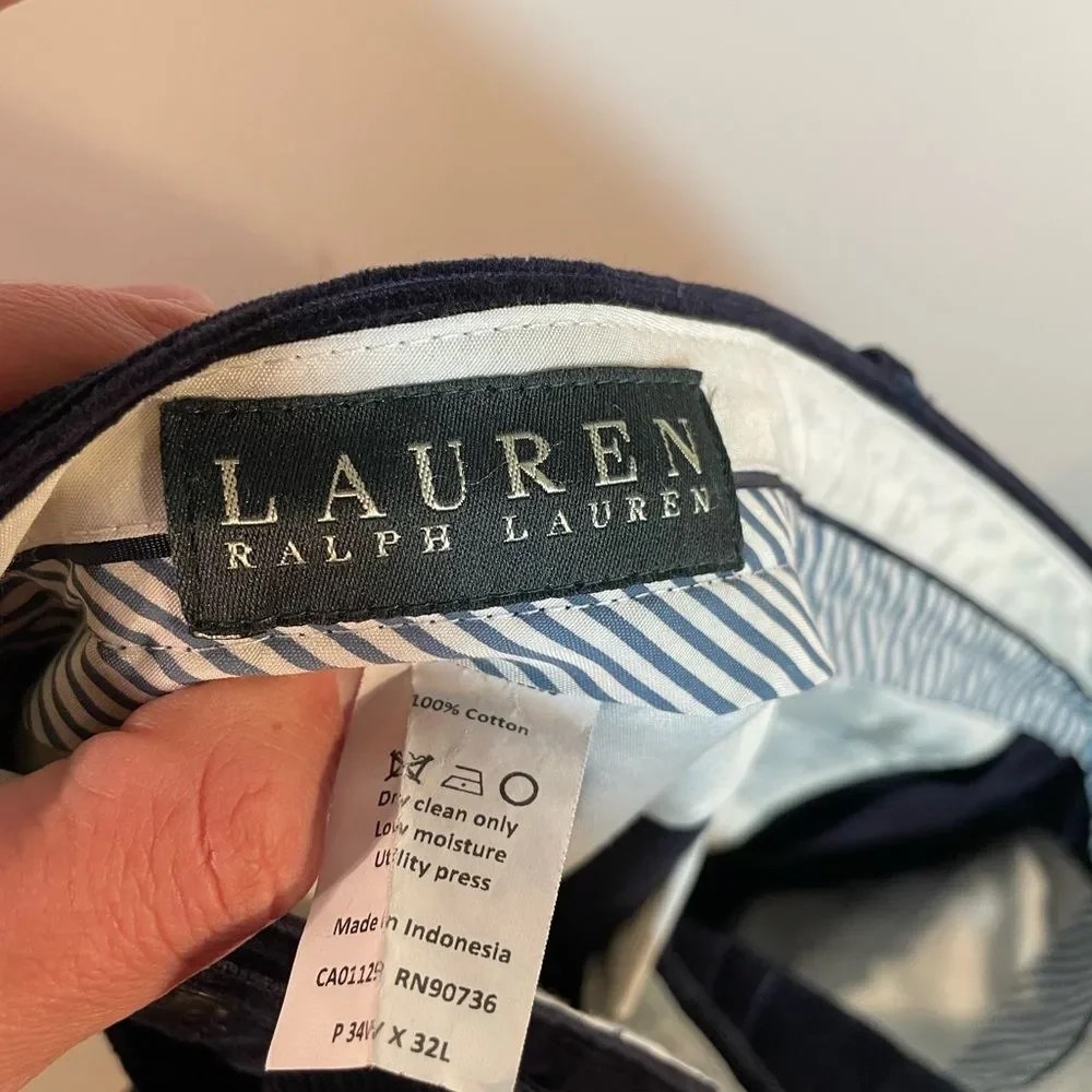 Vintage Lauren Ralph Lauren Mens Black Corduroy Pants 34 by 32‎